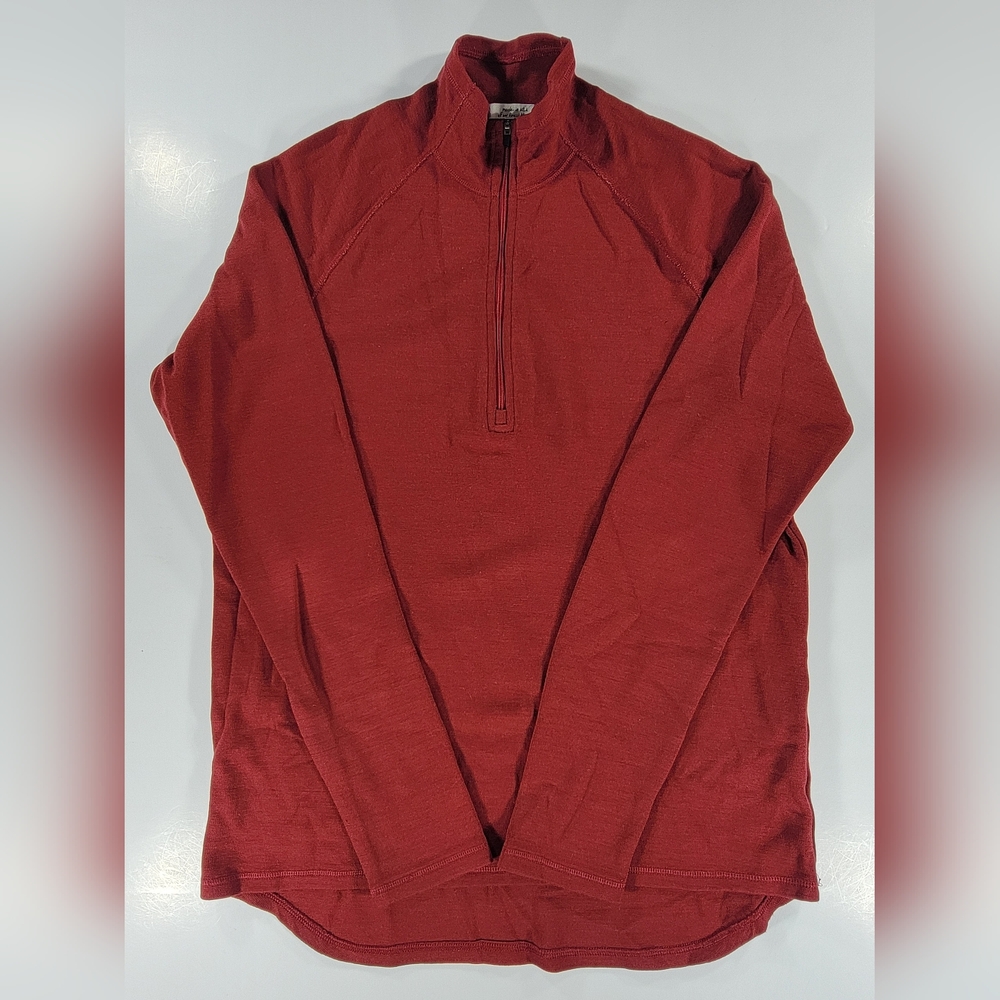 IBEX Mens 1/4 Pullover Base Mid Layer Large Long Sleeve 100% Merino Wool Shirt